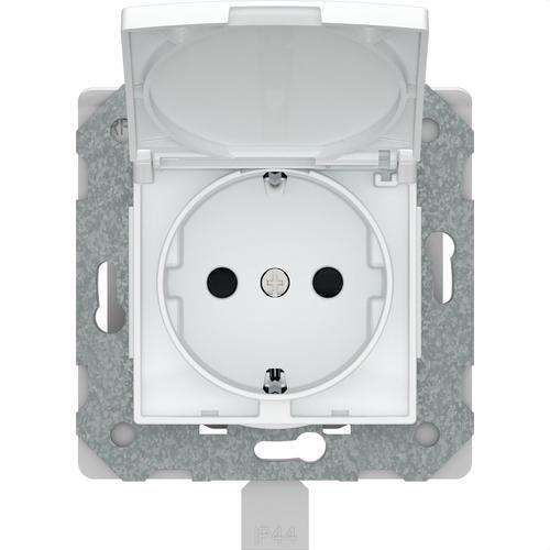 Base de prise schuko avec couvercle rabattable blanc Viva avec la référence 23526-3 de la marque BJC