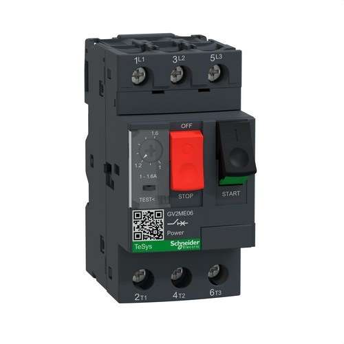 Disjoncteur magnétothermique 1-1,6A avec la référence GV2ME06 de la marque SCHNEIDER ELECTRIC