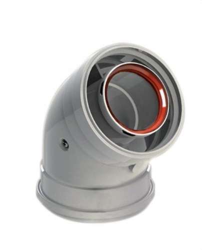 Coude de cheminée diamètre 60/100mm 45º femelle-femelle aluminium blanc avec la référence 610-45HHP1 de la marque FIG
