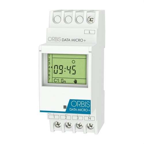 Interrupteur horaire digital modulaire Orbis Micro+ 12V avec la référence OB172072N de la marque ORBIS