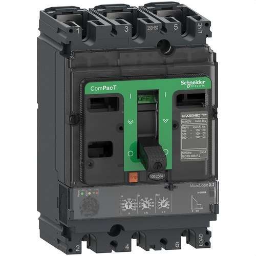 Disjoncteur ComPacT NSX250N 50kA AC 3P3R 250A Micrologic 2.2 avec la référence C25N32D250 de la marque SCHNEIDER ELECTRIC