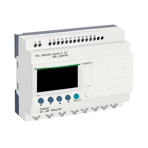 Relais programmable compact Zelio Logic 20 e s 100..240 V CA horloge écran avec la référence SR2B201FU de la marque SCHNEIDER ELECTRIC