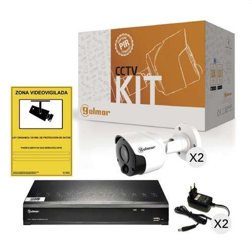 Kit de base Golmar KIT-2BHVR1P avec DVR et deux bullet PIR avec la référence 31600904 de la marque GOLMAR