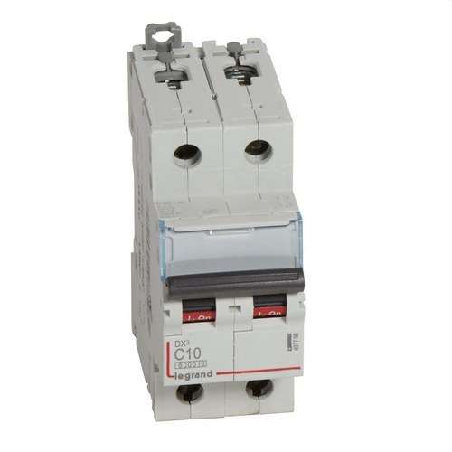 Disjoncteur DX3 2P 10A Courbe C 6/10kA avec la référence 407798 de la marque LEGRAND