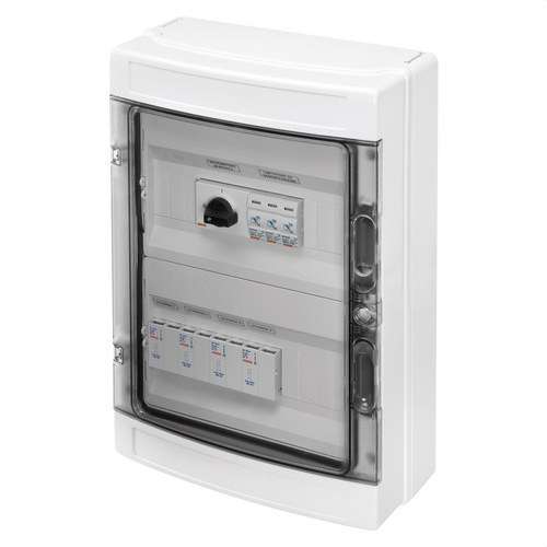 Cadre de 2 chaînes pré-câblé 1000V DC 32A 2x12 modules avec la référence GWD9908 de la marque GEWISS