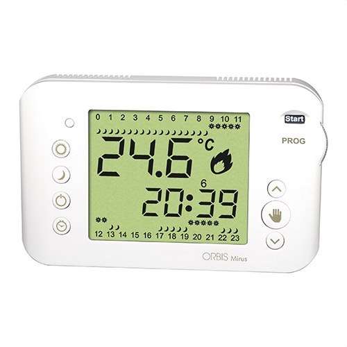 Chronothermostat sans fil numérique hebdomadaire Orbis MIRUS blanc avec la référence OB324700 de la marque ORBIS
