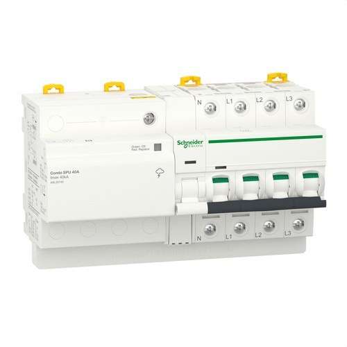 Parafoudre transitoire et permanent IGA Acti9 Combi SPU 3P+N 40A avec la référence A9L20740 de la marque SCHNEIDER ELECTRIC