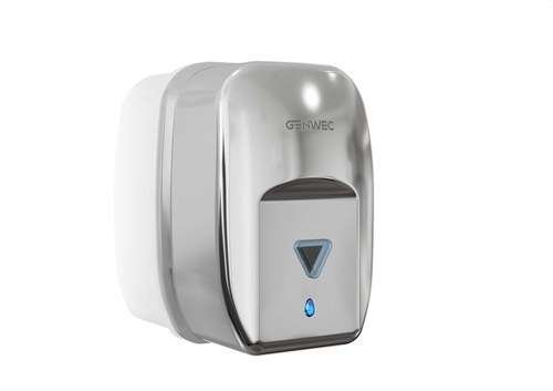 Distributeur automatique de savon mural en inox brillant avec la référence GW04 20 04 02 de la marque GENWEC