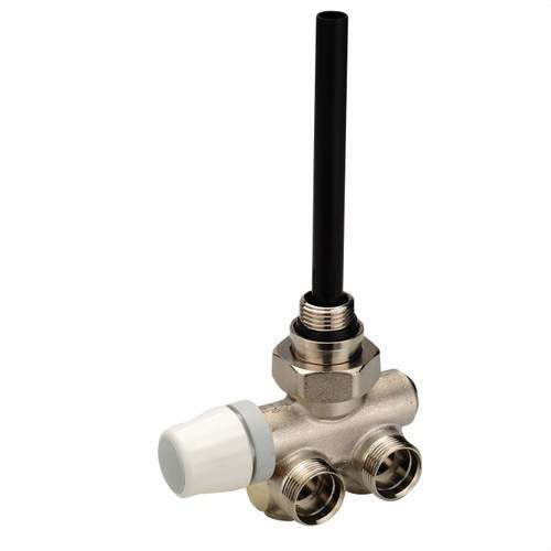 Vanne thermostatique monotube pour porte-serviettes mural tête droite filetage mâle 1/2" avec la référence 52310 de la marque ORKLI
