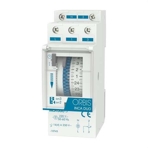 Interrupteur horaire analogique INCA DUO D 230V avec la référence OB330132 de la marque ORBIS