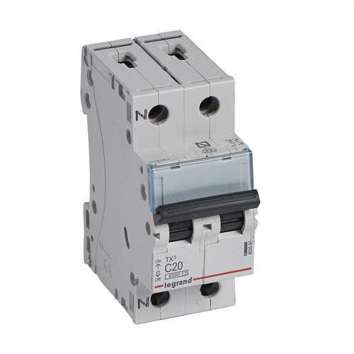 Disjoncteur TX3 P+N 20A Courbe C Courbe C 6kA avec la référence 403587 de la marque LEGRAND