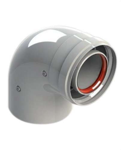 Coude de cheminée diamètre 60/100mm 90º mâle-femelle aluminium blanc avec la référence 610-90MHP1 de la marque FIG