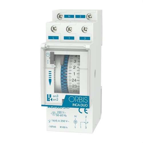 Interrupteur horaire analogique Obris INCA DUO QRD 230 V avec la référence OB330232 de la marque ORBIS