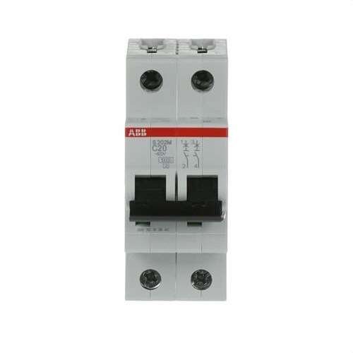 Disjoncteur S202M-C20 2P 20A Courbe C 15kA avec la référence 2CDS272001R0204 de la marque ABB