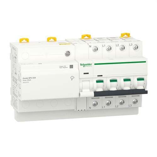 Parafoudre transitoire et permanent IGA Acti9 Combi SPU 3P+N 25A avec la référence A9L20725 de la marque SCHNEIDER ELECTRIC