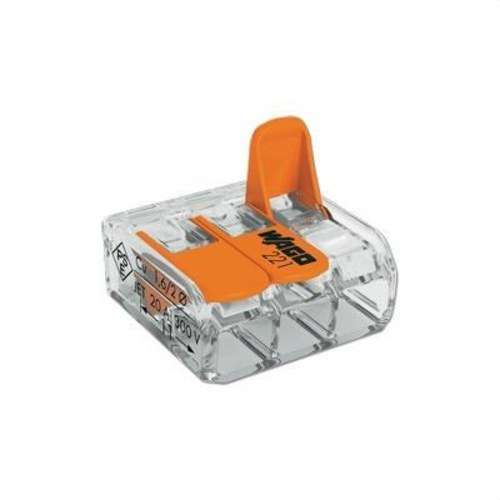 Borne de connexion avec leviers pour 3 connecteurs avec la référence 221-413 de la marque JUNG