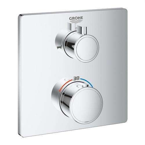 Thermostat pour baignoire et douche Grohtherm chrome avec la référence 24080000 de la marque GROHE