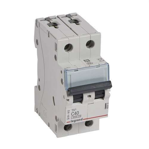 Disjoncteur TX3 2P 40A Courbe C Courbe C 6kA avec la référence 403610 de la marque LEGRAND