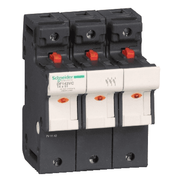 Porte-fusibles Tesys DF 3P 50A 690VAC 14x51mm avec la référence DF143VC de la marque SCHNEIDER ELECTRIC
