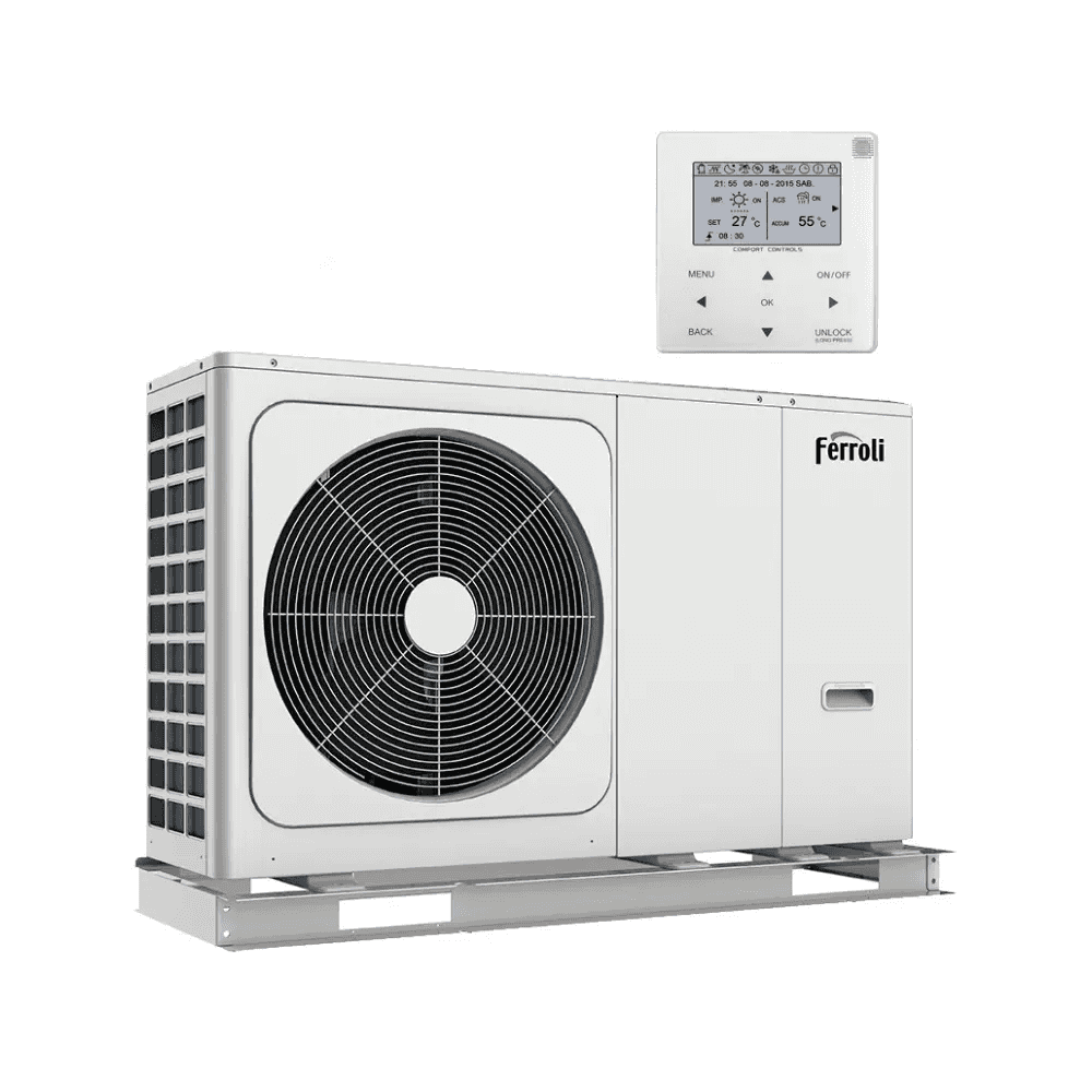 Pompe à chaleur aérothermique monobloc Ferroli OMNIA M 3.2 12 kW avec la référence 2CP000EF de la marque FERROLI