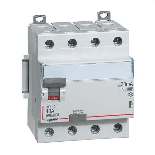Disjoncteur différentiel DX3 4P 40A 30mA Classe HPI avec la référence 411695 de la marque LEGRAND
