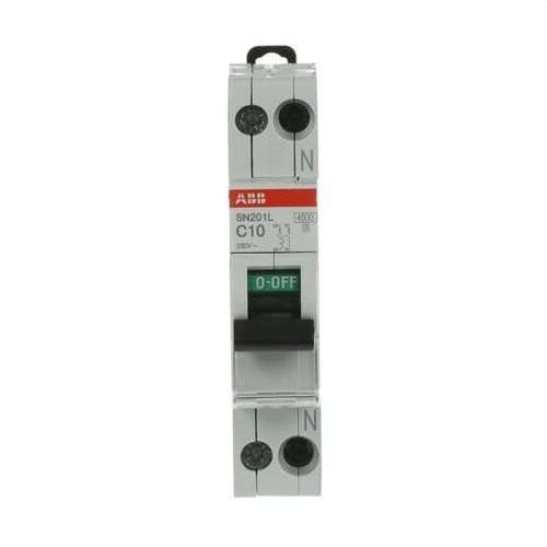 Disjoncteur SN201L-C10 1P+N 10A Courbe C 4,5kA avec la référence 2CSS245101R0104 de la marque ABB