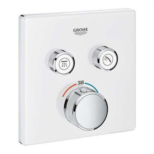 Thermostat encastré avec 2 poignées Grohtherm SmartControl - Chrome/Moon White avec la référence 29156LS0 de la marque GROHE