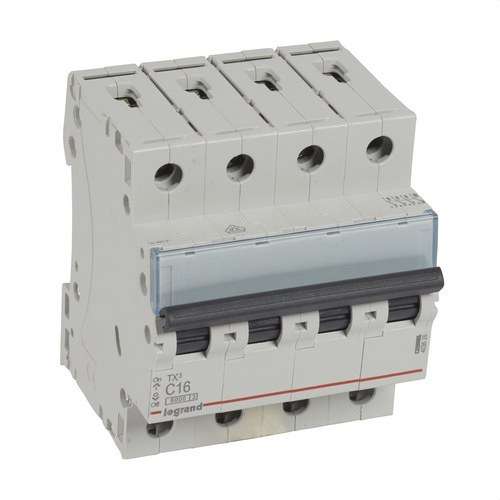 Disjoncteur TX3 4P 16A Courbe C Courbe C 6kA avec la référence 403626 de la marque LEGRAND