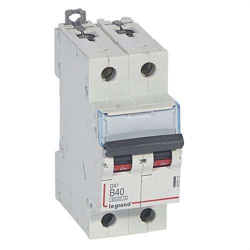 Disjoncteur DX3 2P 40A Courbe B 6/10kA avec la référence 407513 de la marque LEGRAND