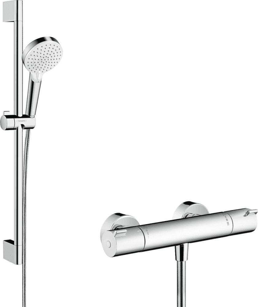 Ensemble de douche Hansgrohe Vario avec thermostat Ecostat 1001 CL et barre de 65 cm avec la référence 27812400 de la marque HANSGROHE