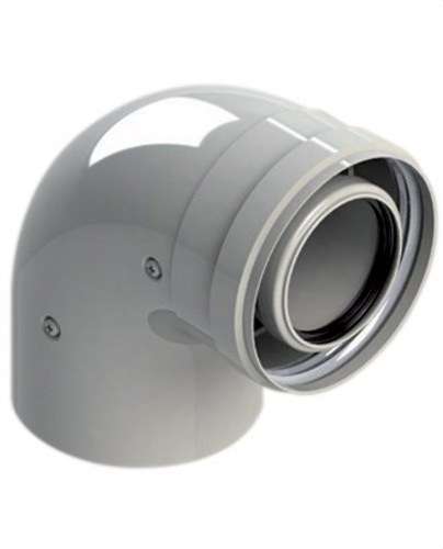 Coude de cheminée diamètre 80/125mm 90º mâle-femelle PP/Acier laqué avec la référence 8125-90MHP15 de la marque FIG