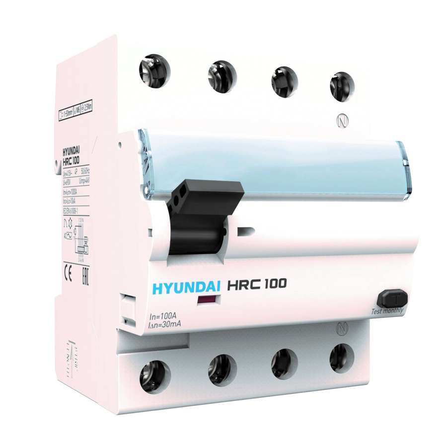 Disjoncteur différentiel STD 4P 100A 300mA Classe A avec la référence HRC100S-F4PG7100 de la marque HYUNDAI