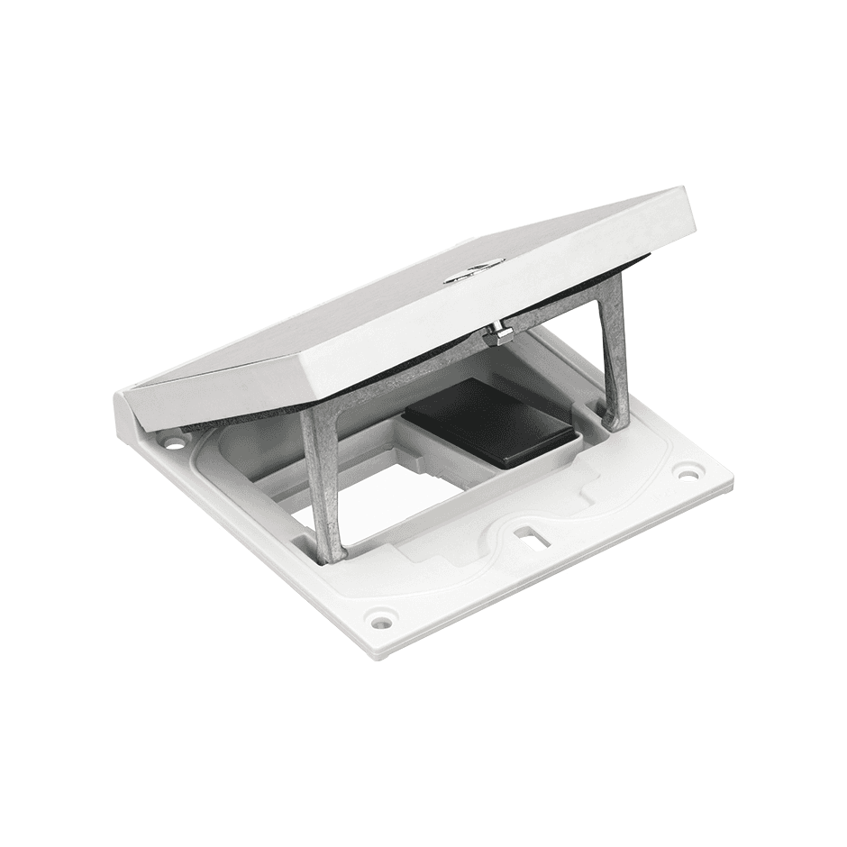 Cadre avec fermeture manuelle et couvercle porte-mécanismes avec logement pour fonction K45 de 45x45 mm et de 22,5x45 mm avec la référence KFH100/72 de la marque SIMON