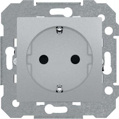 Schuko socket with earth terminal silver moon Viva with reference 23524-PL from the brand BJC