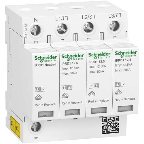 Parafoudre de type 1+2 Acti9 iPRD1 3P+N 350V avec la référence A9L16482 de la marque SCHNEIDER ELECTRIC