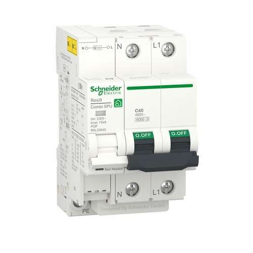 Imitateur de surtensions transitoires et permanentes IGA Resi9 CombI 1P+N 40 A avec la référence R9L20640 de la marque SCHNEIDER ELECTRIC