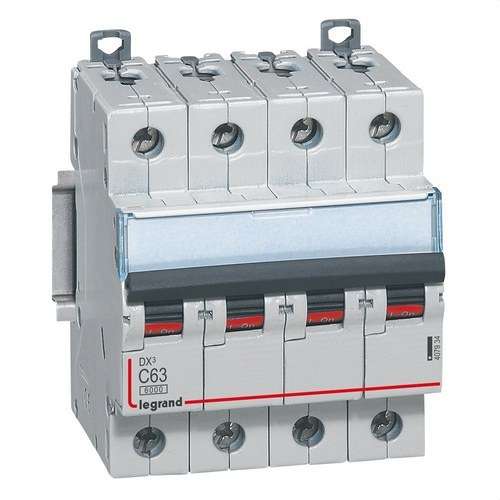 Disjoncteur DX3 4P 63A Courbe C 6/10kA avec la référence 407934 de la marque LEGRAND