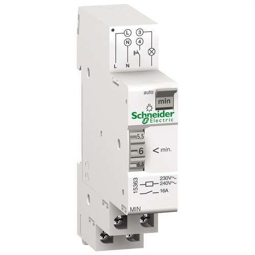 Interrupteur minuterie automatique Acti9 MIN 1 module 1 canal 1 à 7 minutes avec la référence 15363 de la marque SCHNEIDER ELECTRIC