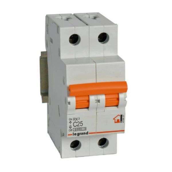 Disjoncteur magnétothermique RX³ - 2P - 230/400V~ - 25A - courbe C avec la référence 419937 de la marque LEGRAND