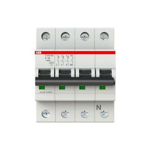 Disjoncteur S203-C10NA 3P+N 10A Courbe C 10kA avec la référence 2CDS253103R0104 de la marque ABB