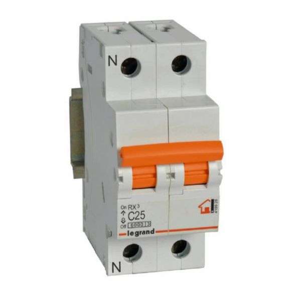 Disjoncteur magnétothermique RX³ - 1P+N - 230V~ - 25A - courbe C avec la référence 419928 de la marque LEGRAND