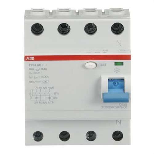 Disjoncteur différentiel 4P 40A Classe AC 300mA avec la référence 2CSF204001R3400 de la marque ABB
