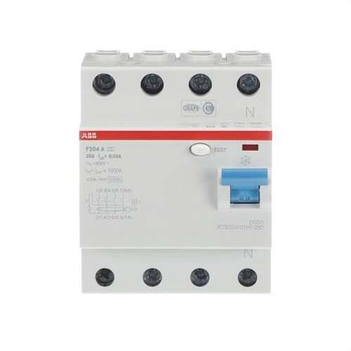 Disjoncteur différentiel 4P 25A Classe A 30mA avec la référence 2CSF204101R1250 de la marque ABB