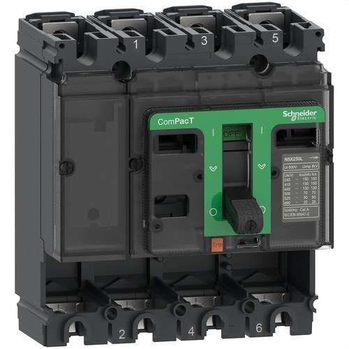 Bloc de coupure ComPacT NSX250N 50kA AC 4P 250A avec la référence C25N4 de la marque SCHNEIDER ELECTRIC