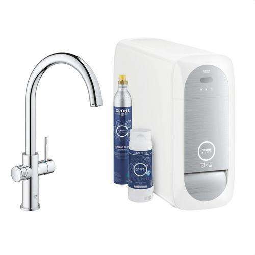 Kit de démarrage GROHE Blue Home avec bec en C chromé avec la référence 31455001 de la marque GROHE