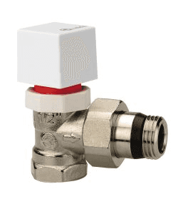 Vanne thermostatique bitube à raccord femelle coudée 1/2" avec la référence 67450 de la marque ORKLI