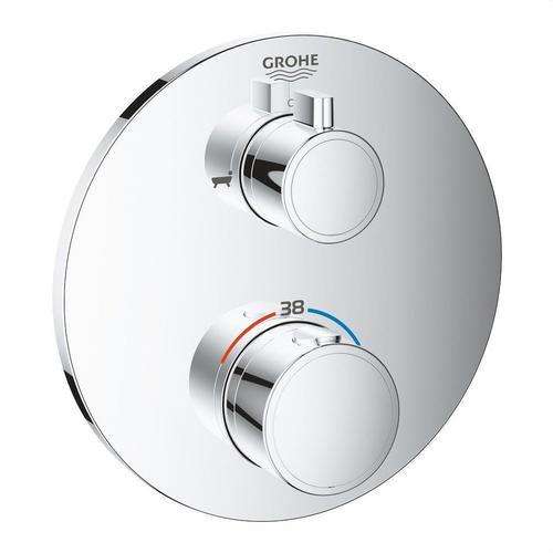 Thermostat encastré avec deux sorties Grohtherm chrome avec la référence 24077000 de la marque GROHE