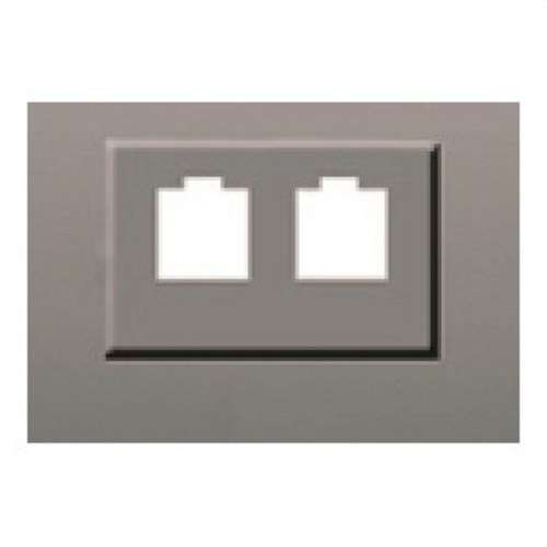 Plaque double prise RJ11 ou RJ45 gris ombre Coral avec la référence 21882-GS de la marque BJC