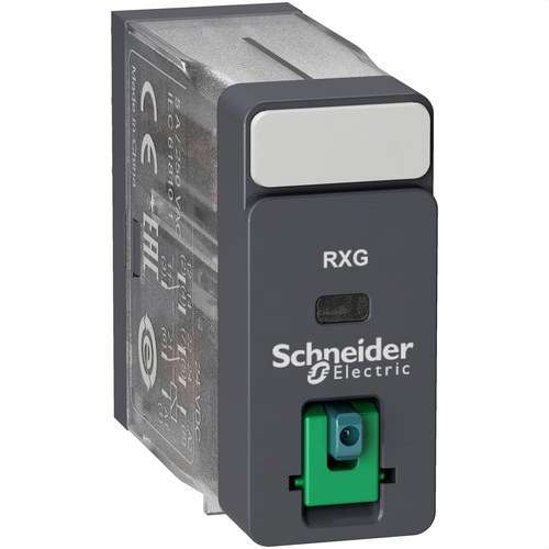 Relais 2 C/O 5A + Bouton test 24V DC avec la référence RXG21BD de la marque SCHNEIDER ELECTRIC