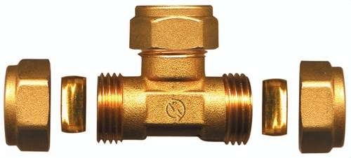 Raccord en T en laiton 15x15x15mm avec la référence TAP17555 de la marque ATUSA